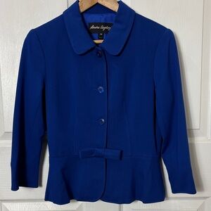 Sandra Angelozzi royal blue blazer bow accent EU Size 34 US Size 4 viscose blend